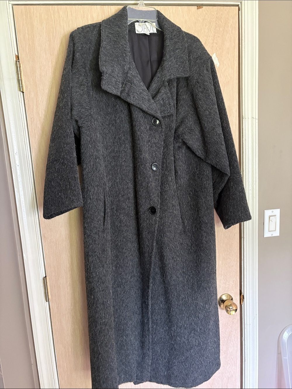Steve & Barry's Charcoal Gray Long Wool Trench Coat